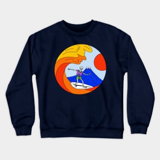 Skeleton Rides The Great Heatwave - survive the global warming Crewneck Sweatshirt